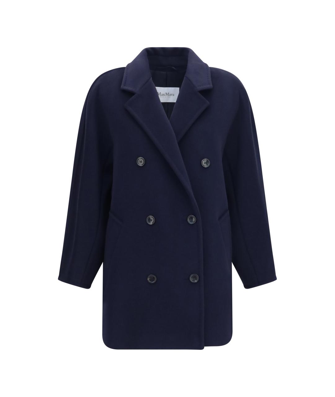 MAX MARA Темно-синее шерстяное пальто, фото 1