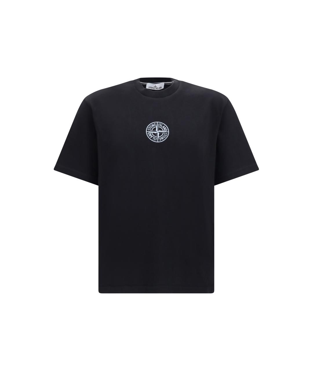 STONE ISLAND Черная хлопковая футболка, фото 1