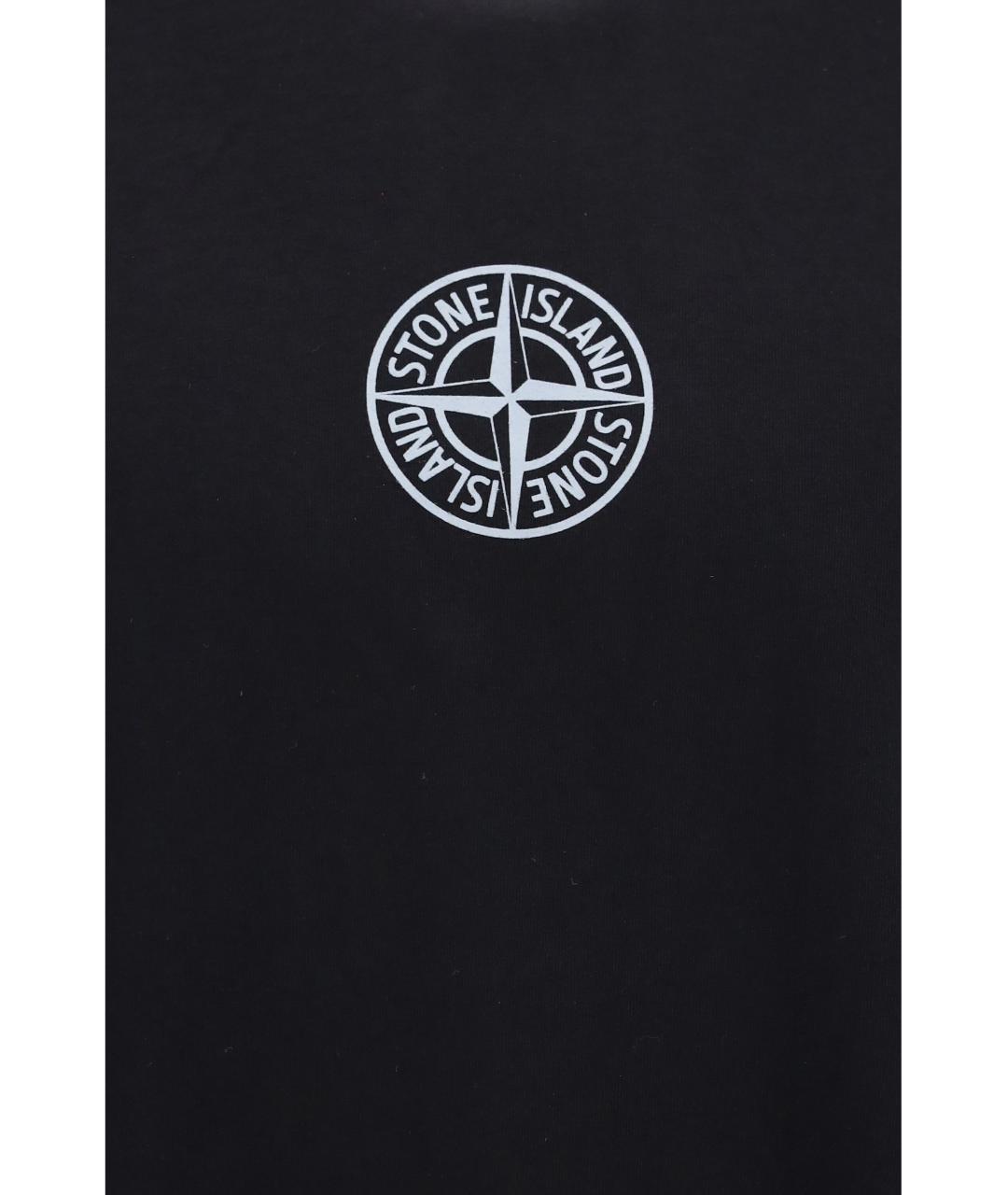 STONE ISLAND Черная хлопковая футболка, фото 3