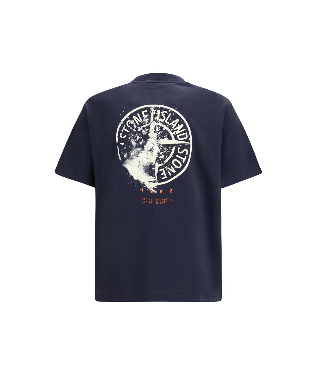 STONE ISLAND Синяя хлопковая футболка, фото 2