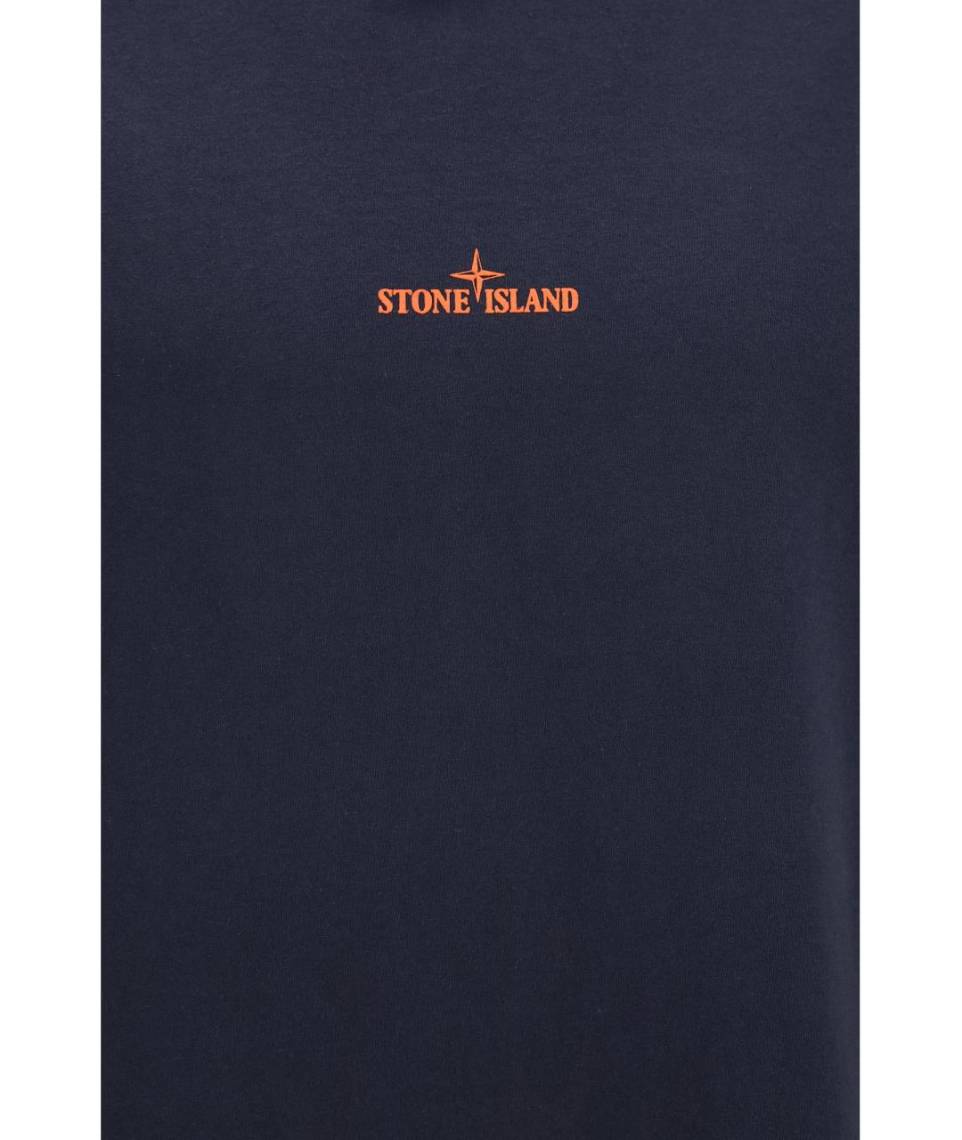 STONE ISLAND Синяя хлопковая футболка, фото 3