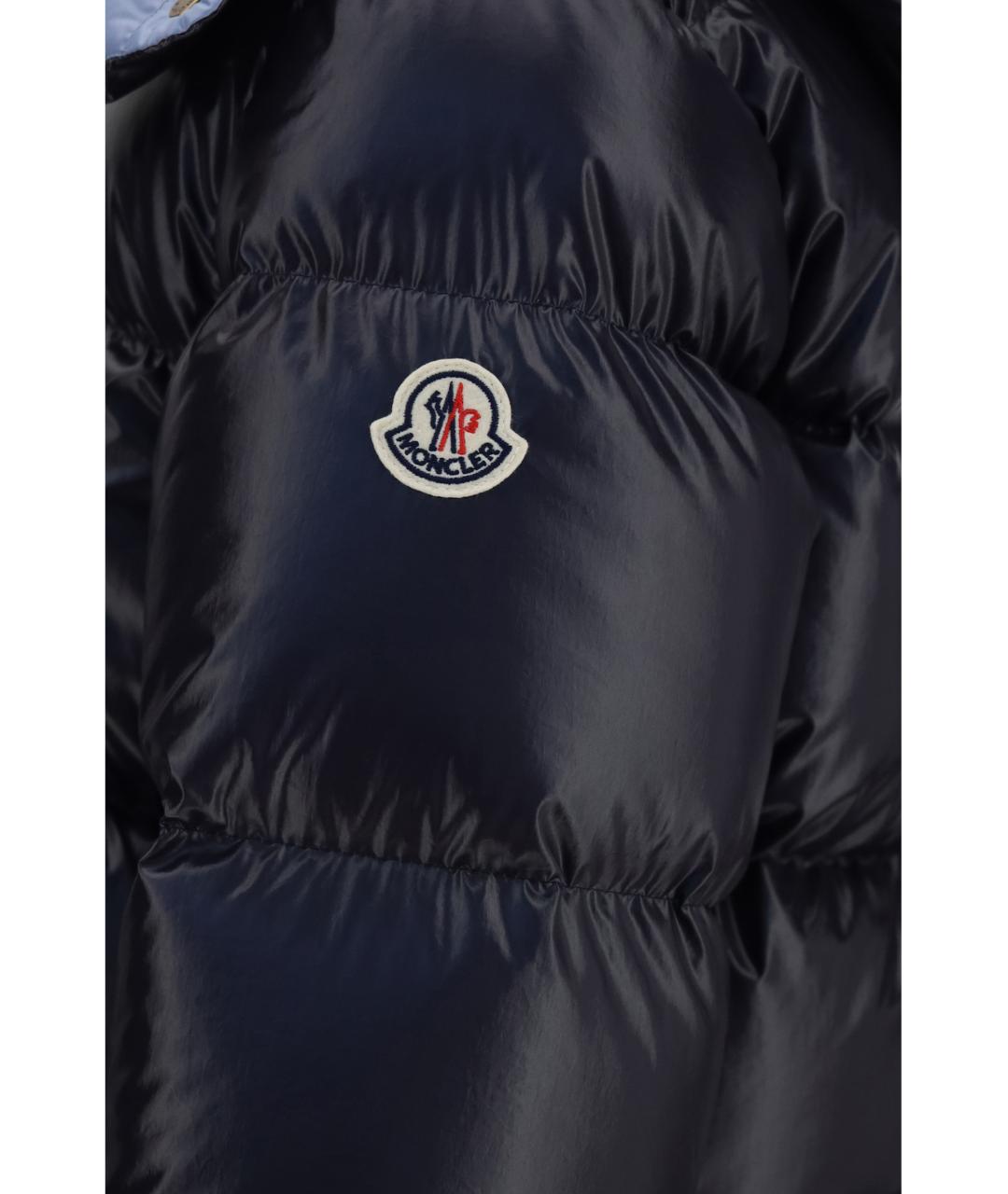 MONCLER Темно-синий полиамидовый пуховик, фото 3
