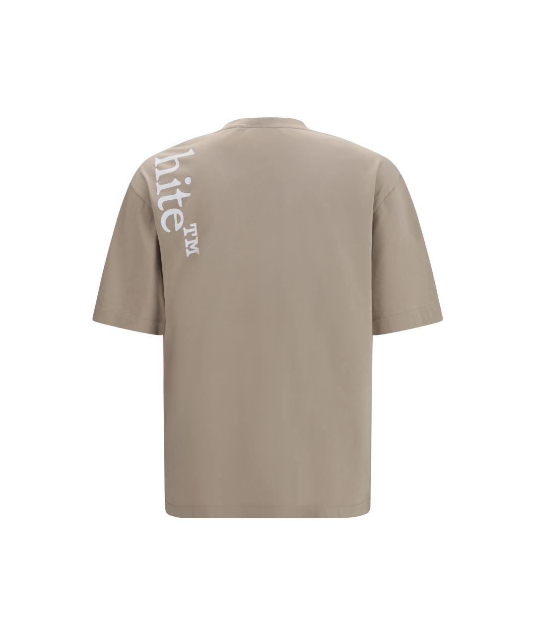 OFF-WHITE Бежевая хлопковая футболка, фото 2