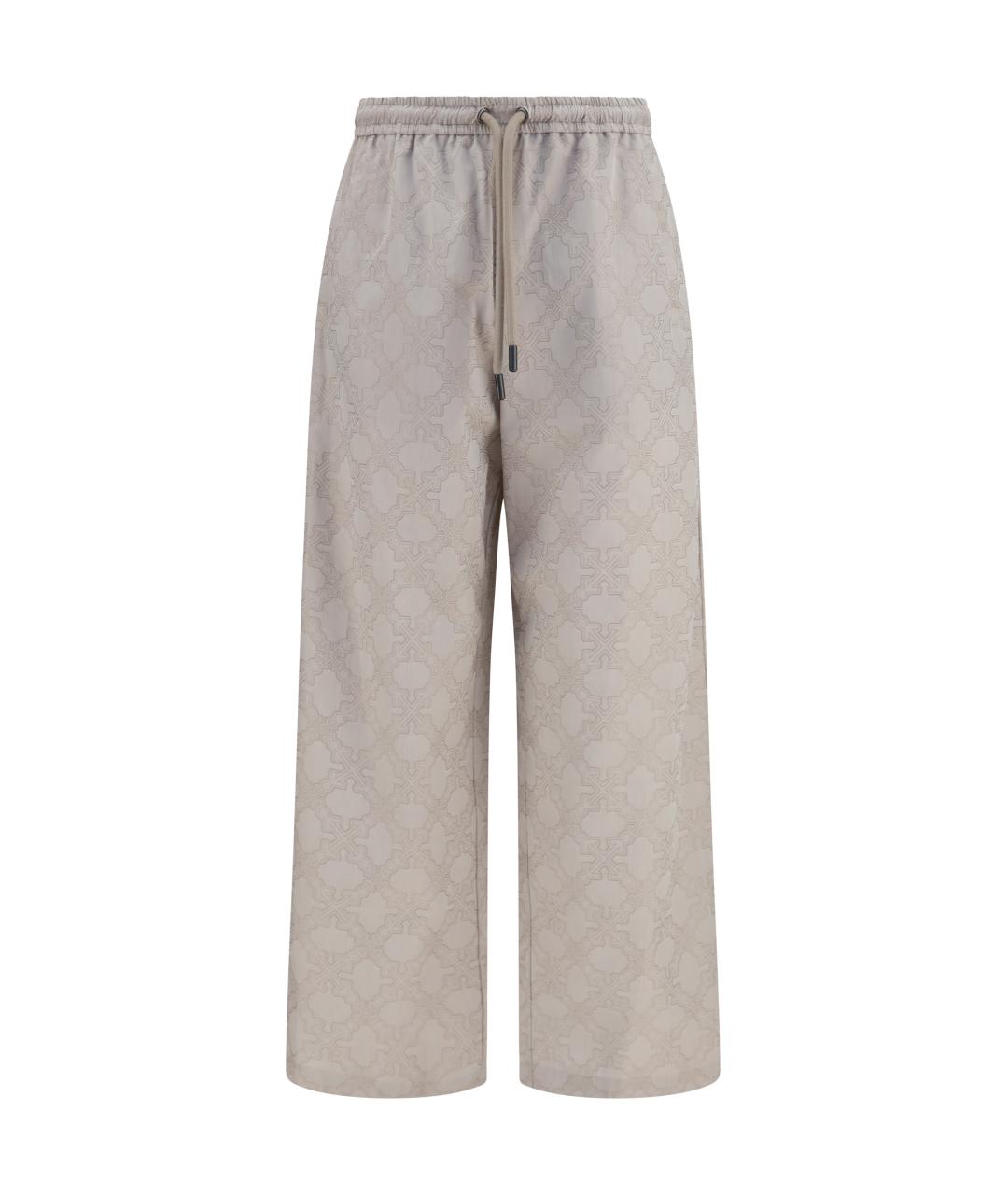 OFF-WHITE Серые хлопковые повседневные брюки, фото 1
