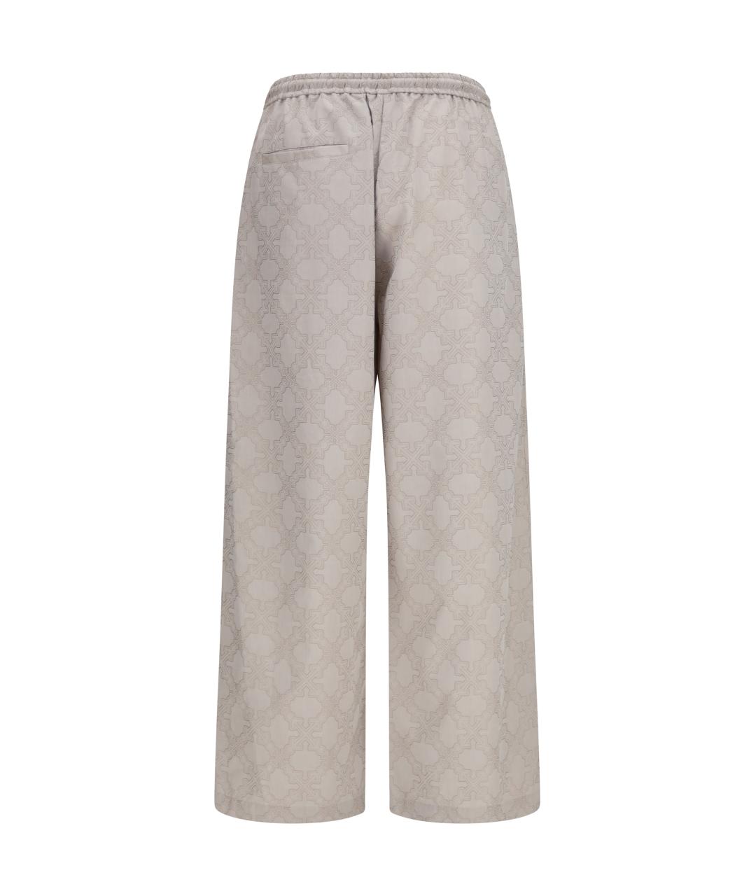 OFF-WHITE Серые хлопковые повседневные брюки, фото 2