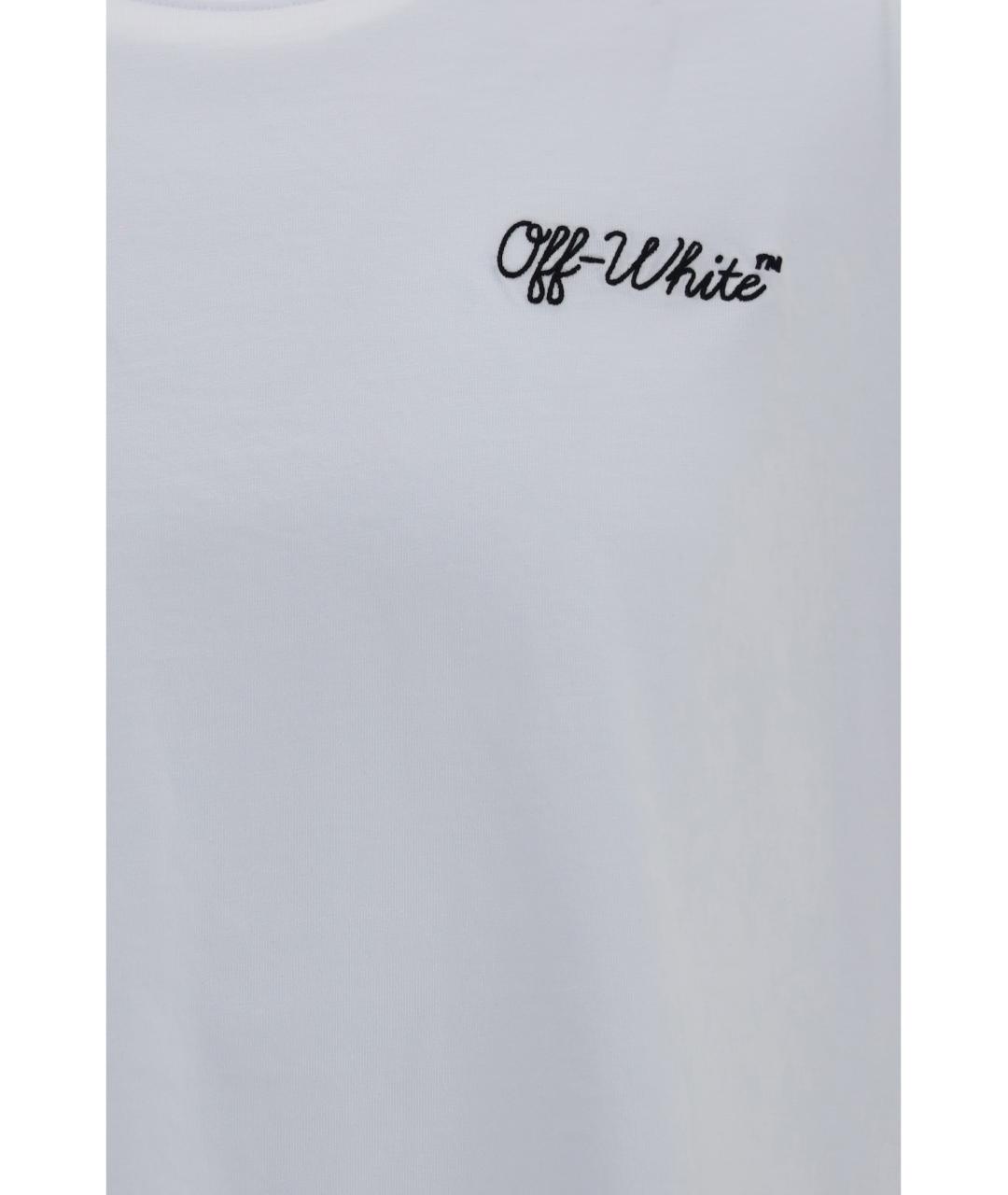OFF-WHITE Белая хлопковая футболка, фото 3