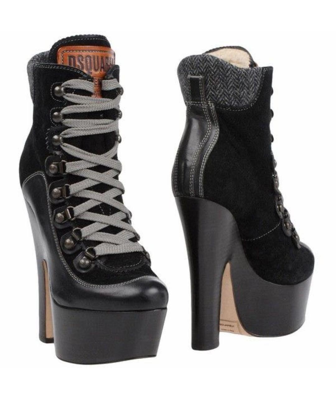 DSQUARED2 Черные замшевые полусапоги, фото 2