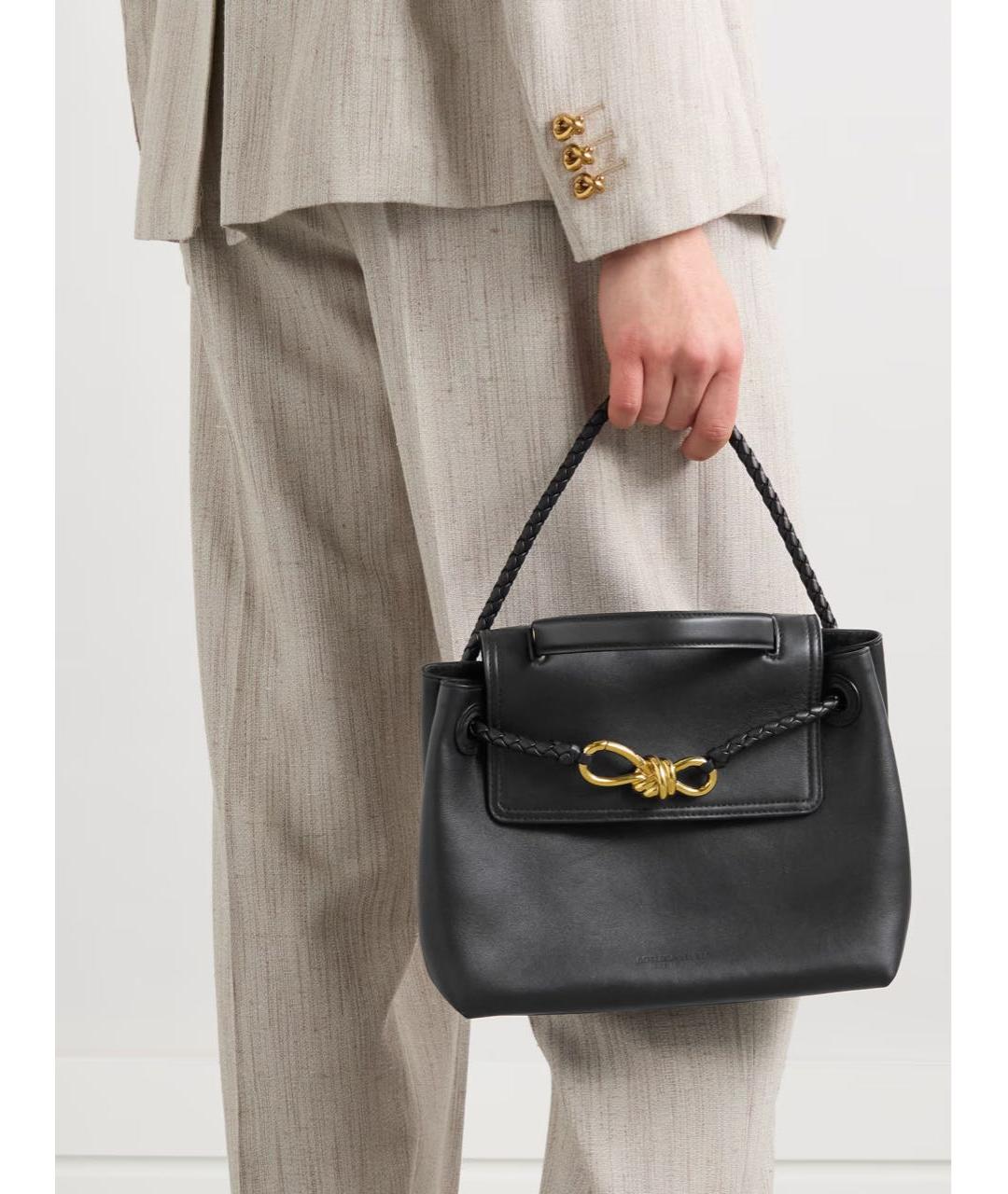 BOTTEGA VENETA Черная кожаная сумка с короткими ручками, фото 7