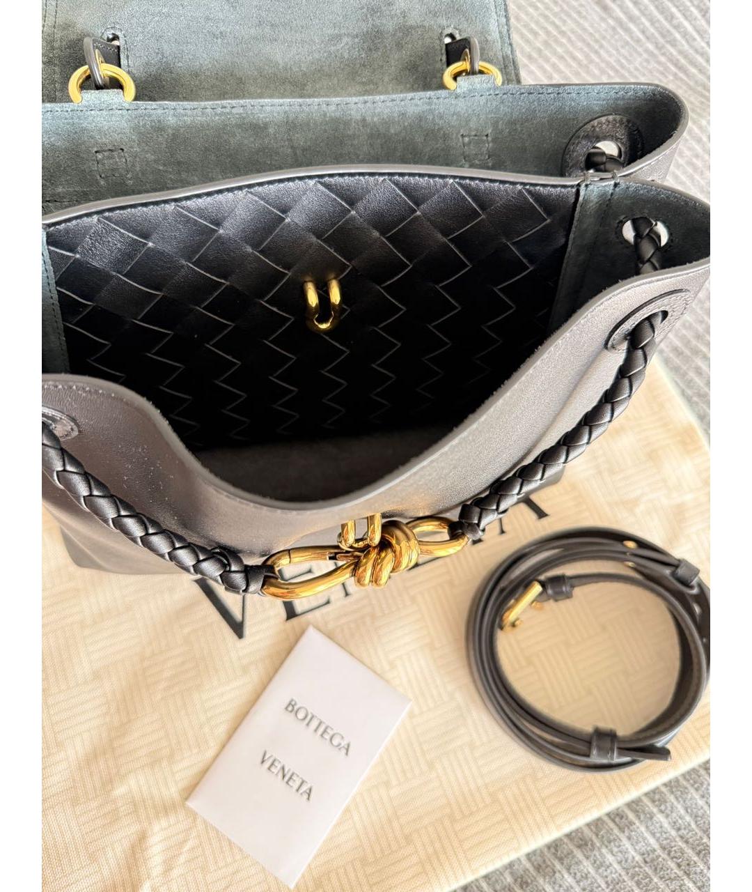 BOTTEGA VENETA Черная кожаная сумка с короткими ручками, фото 6