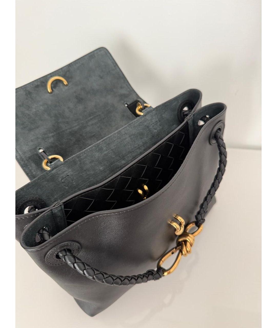 BOTTEGA VENETA Черная кожаная сумка с короткими ручками, фото 4