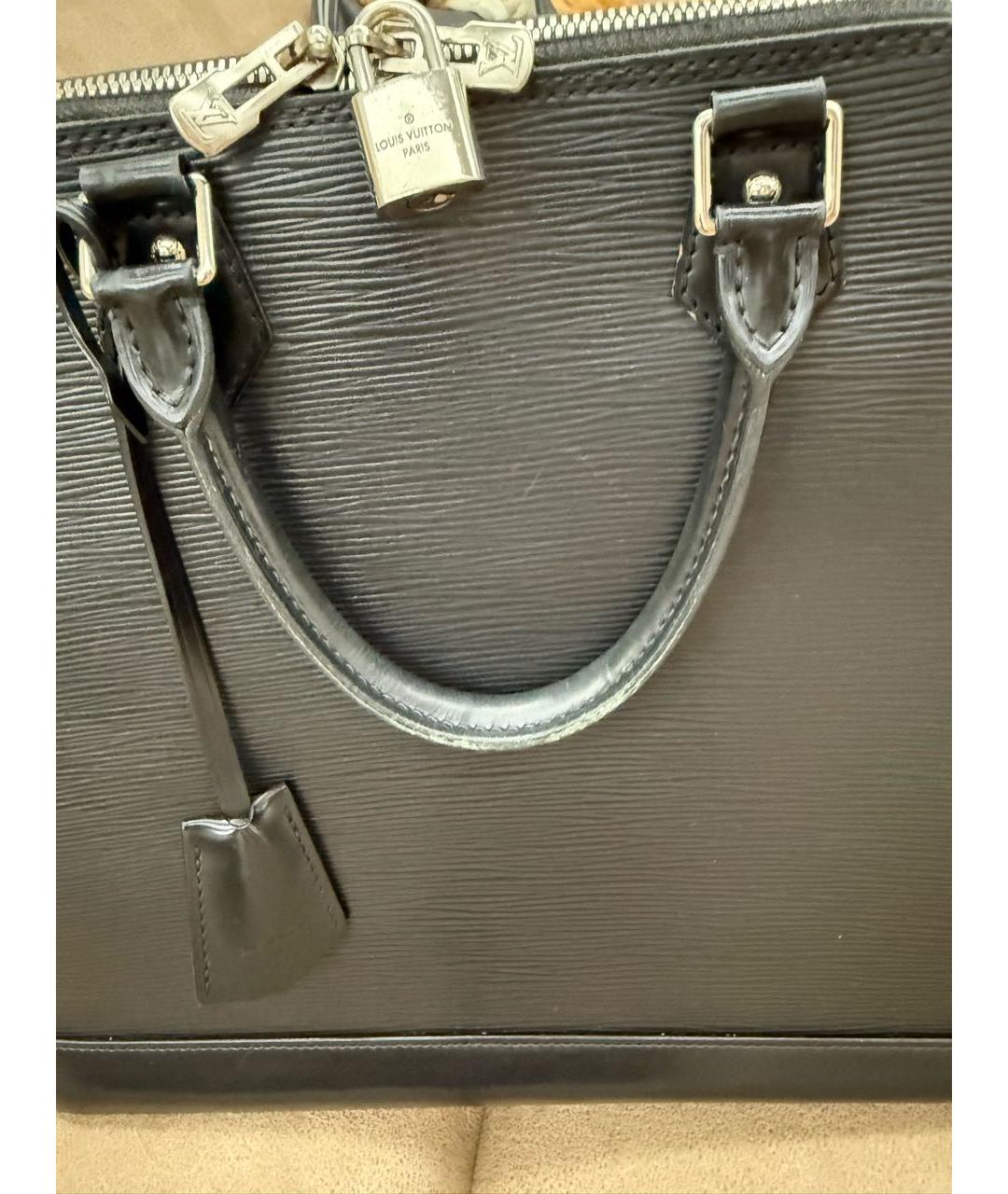 LOUIS VUITTON Черная кожаная сумка с короткими ручками, фото 3