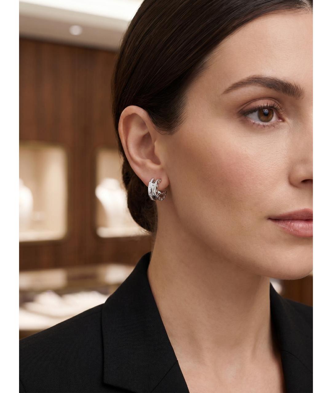 BVLGARI Золотые серьги из белого золота, фото 2