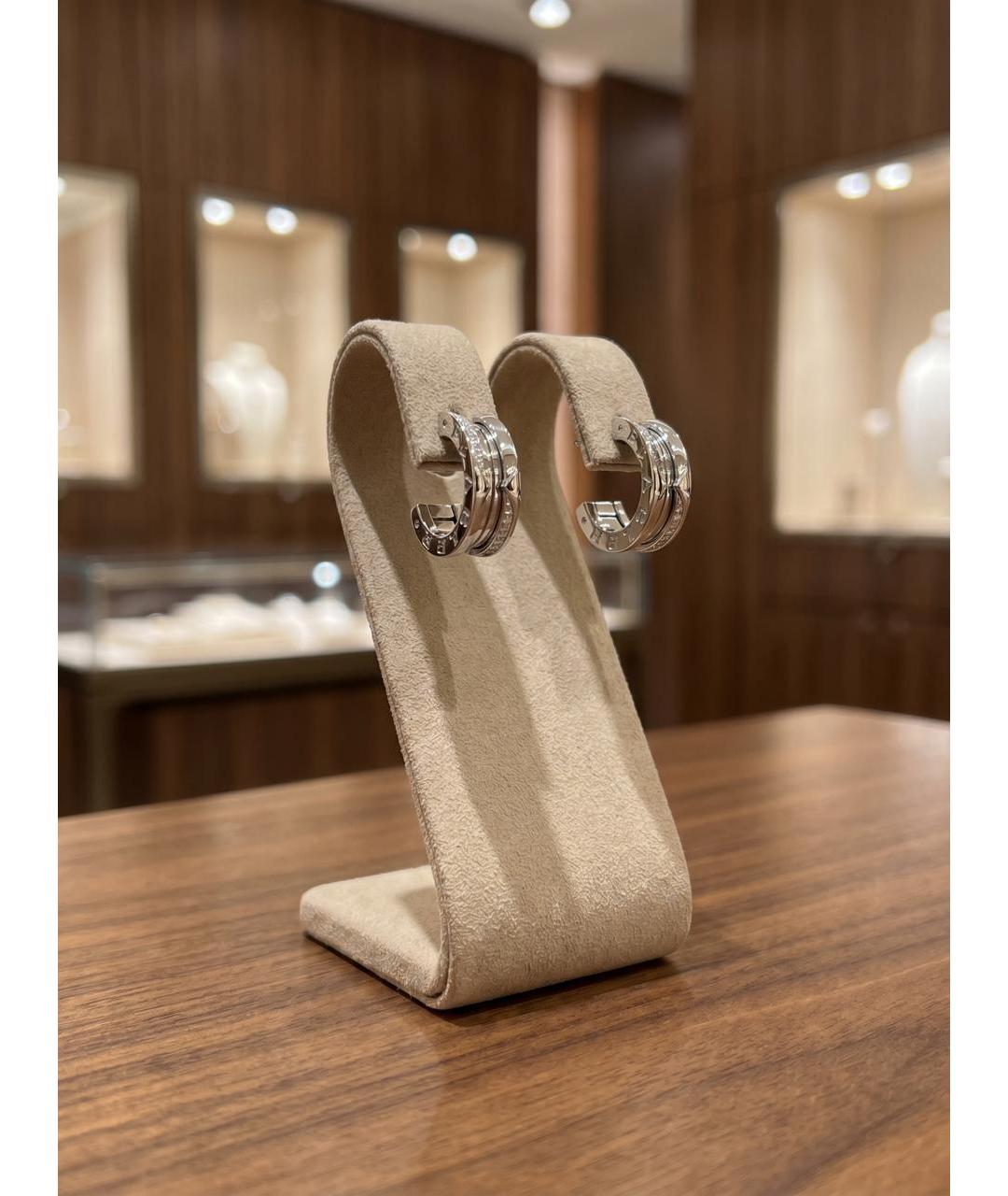 BVLGARI Золотые серьги из белого золота, фото 3