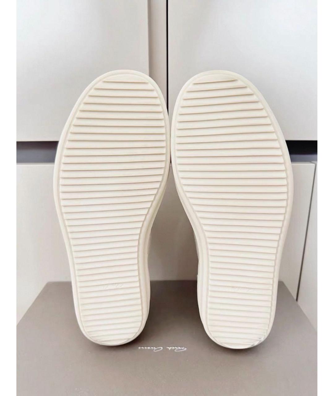 RICK OWENS Белые кожаные низкие кроссовки / кеды, фото 4