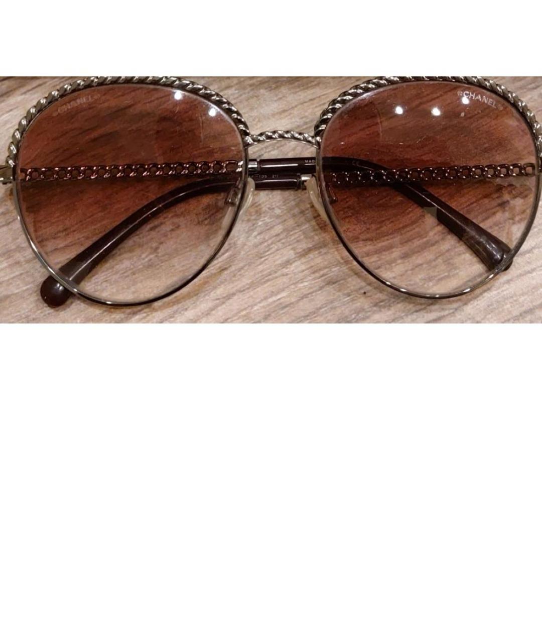 CHANEL Золотые металлические солнцезащитные очки, фото 4