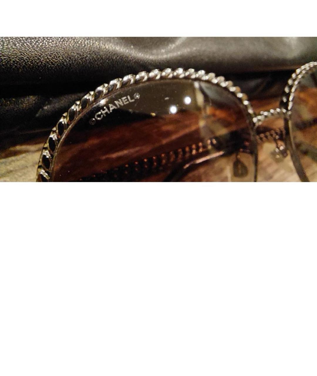 CHANEL Золотые металлические солнцезащитные очки, фото 5