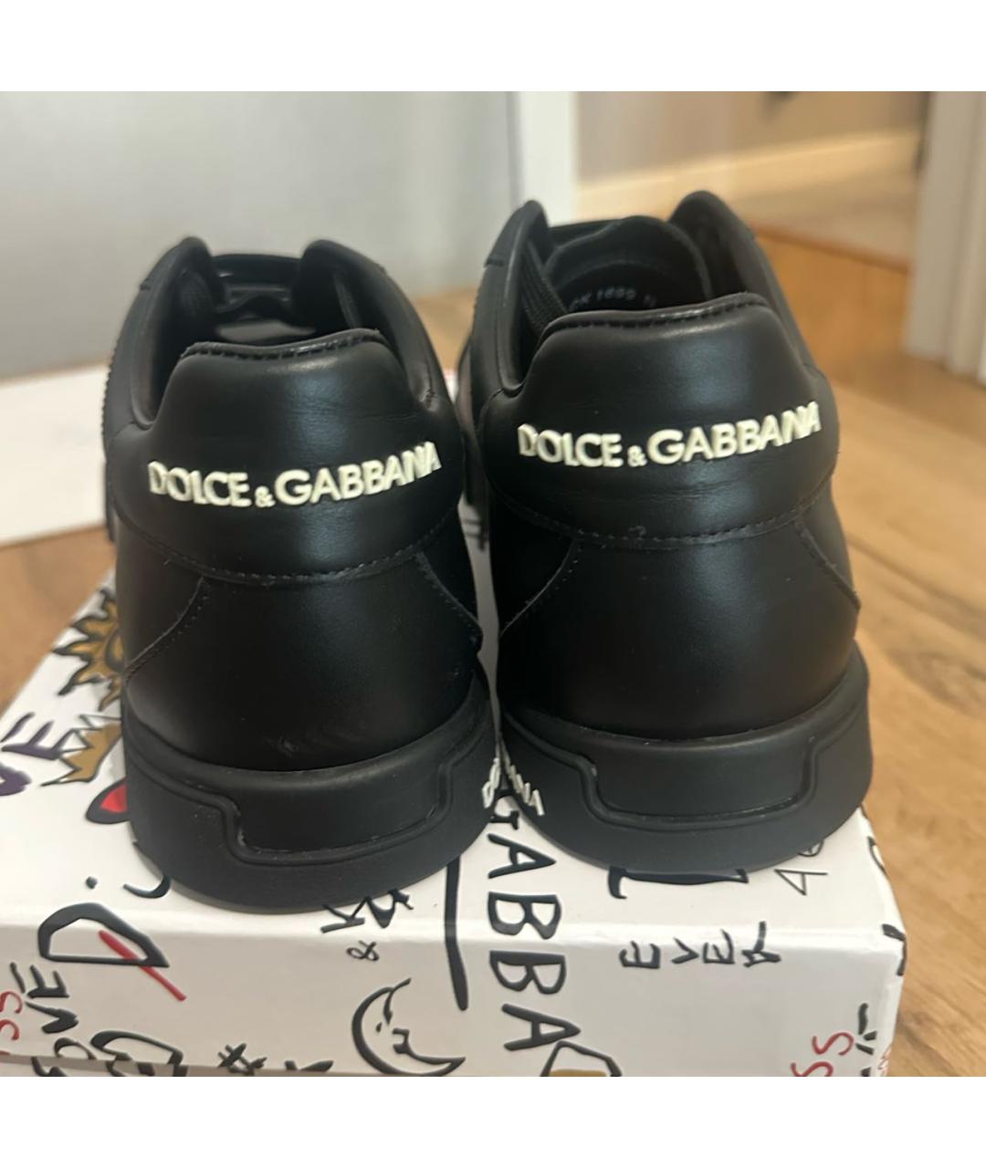 DOLCE&GABBANA Черные кожаные низкие кроссовки / кеды, фото 4