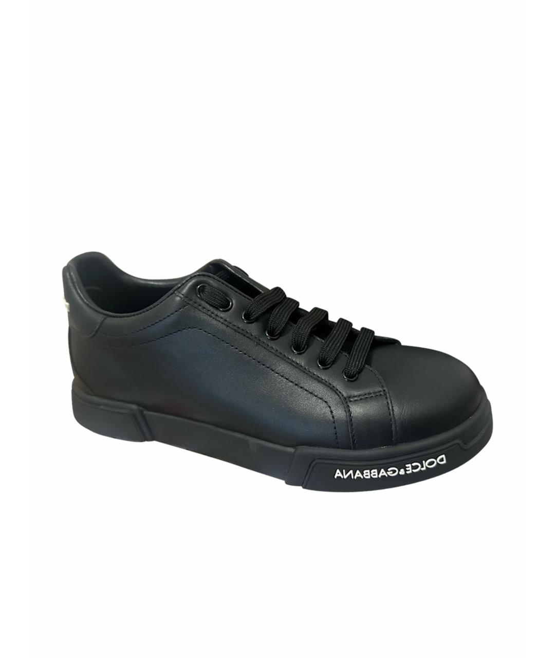 DOLCE&GABBANA Черные кожаные низкие кроссовки / кеды, фото 1
