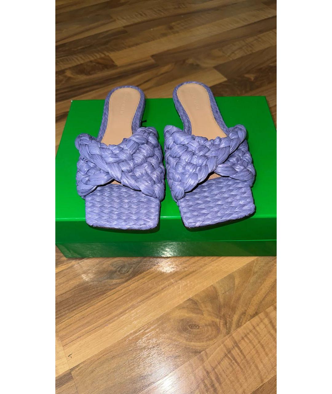 BOTTEGA VENETA Фиолетовые кожаные шлепанцы, фото 2