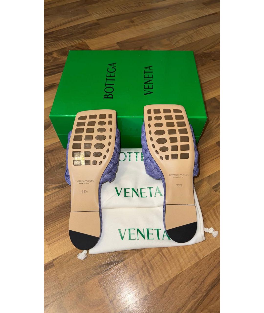 BOTTEGA VENETA Фиолетовые кожаные шлепанцы, фото 6