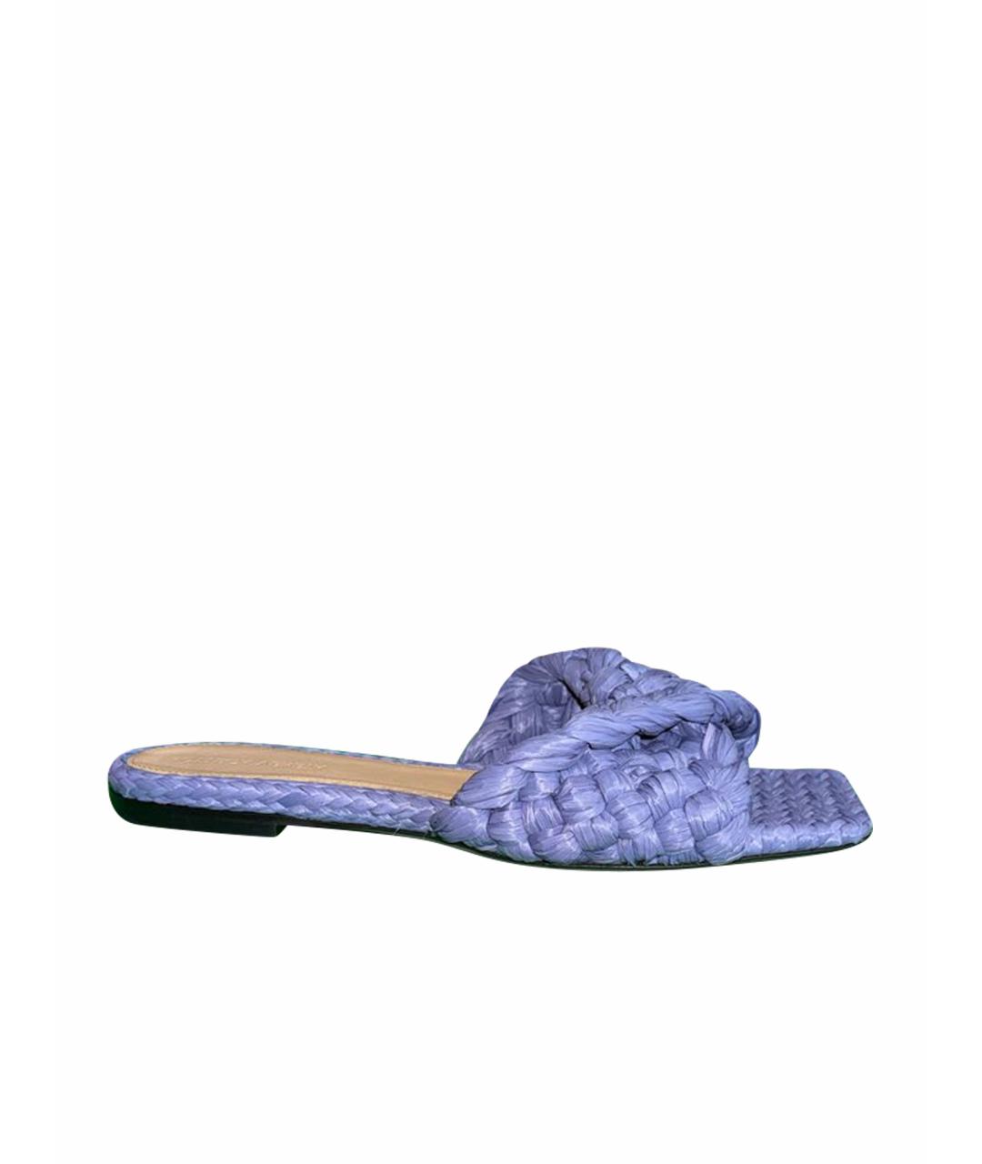 BOTTEGA VENETA Фиолетовые кожаные шлепанцы, фото 1