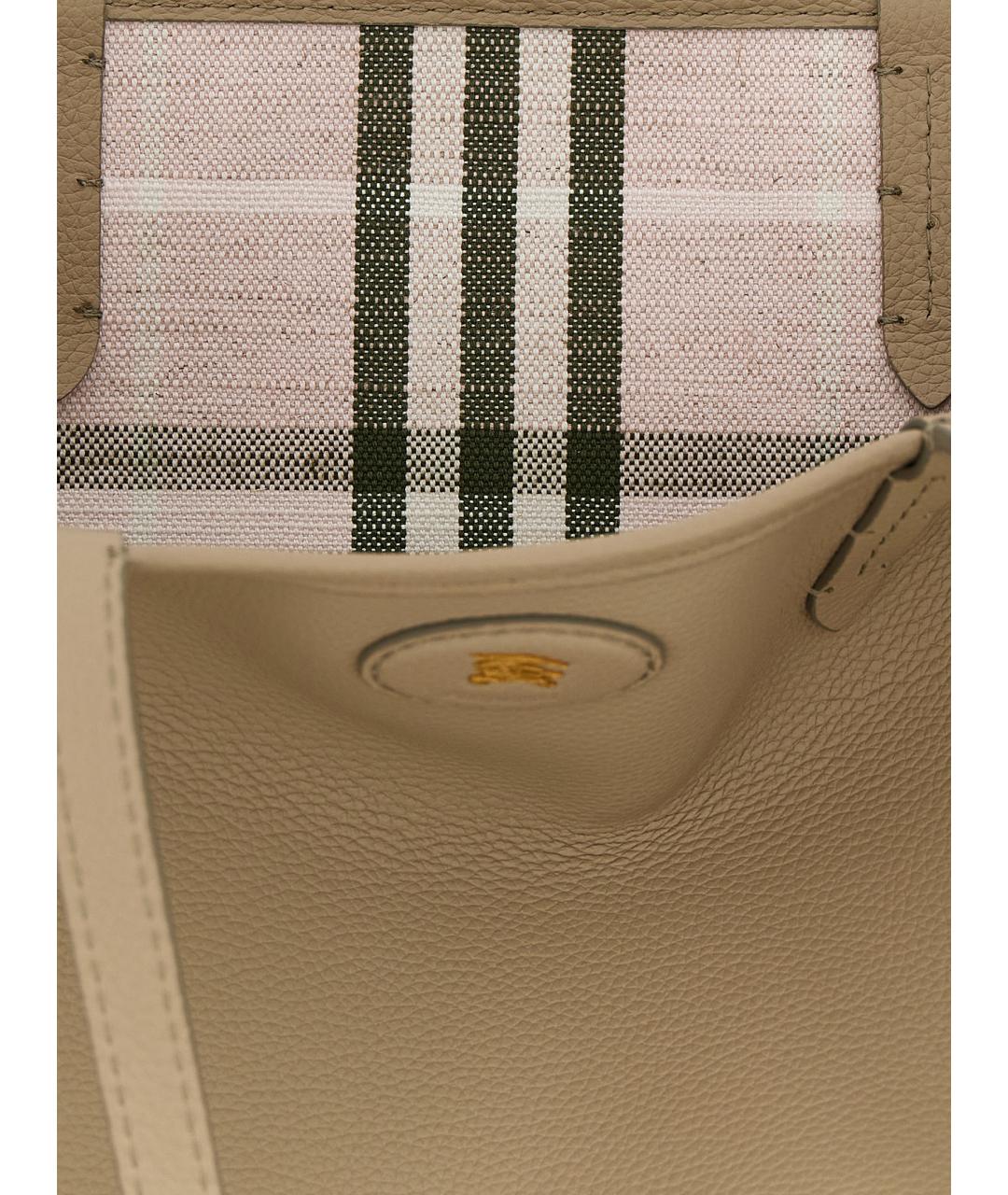 BURBERRY Бежевая кожаная сумка тоут, фото 4