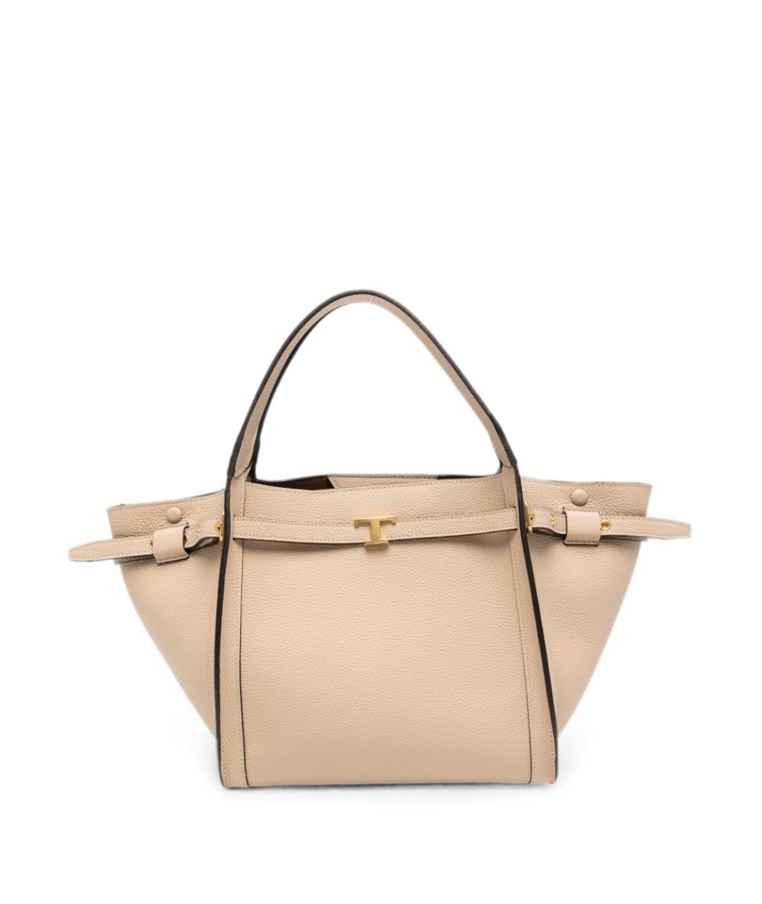 TOD'S Бежевая кожаная сумка тоут, фото 1