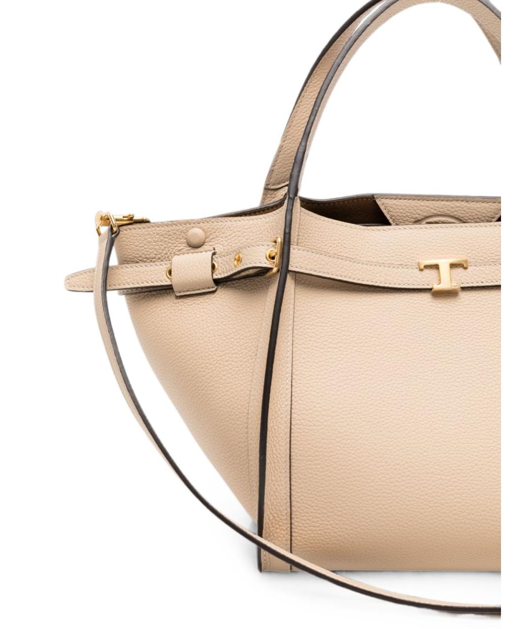 TOD'S Бежевая кожаная сумка тоут, фото 4