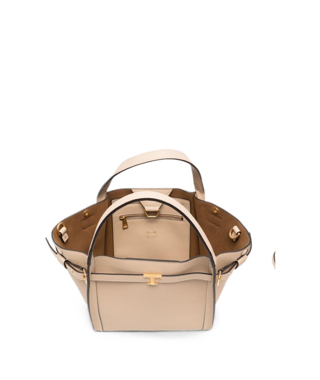 TOD'S Бежевая кожаная сумка тоут, фото 2
