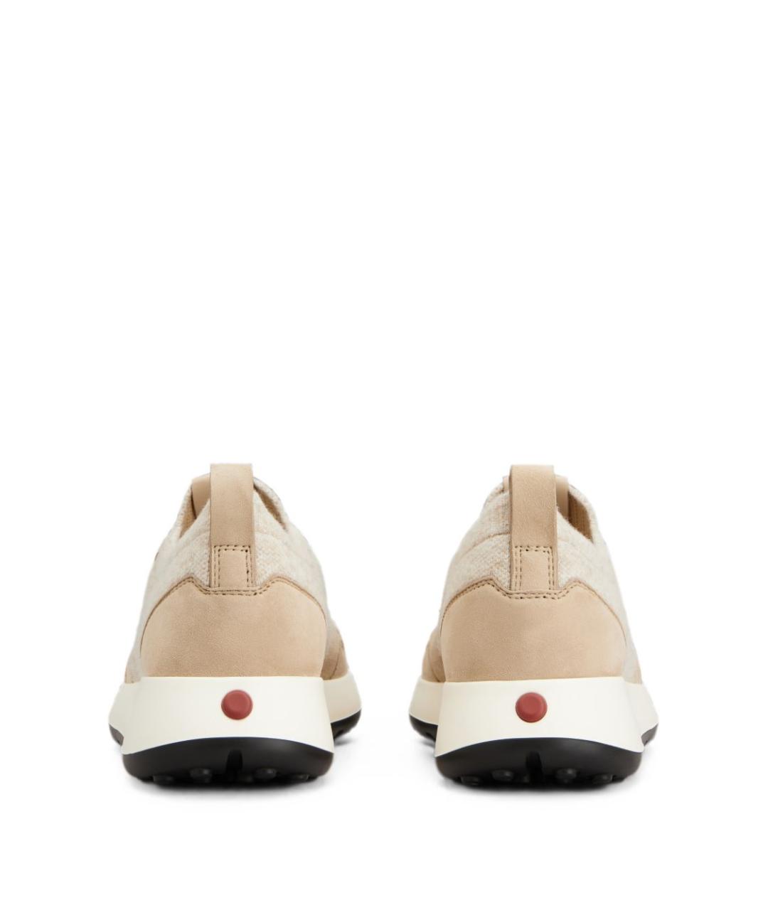 TOD'S Бежевые кожаные кроссовки, фото 4
