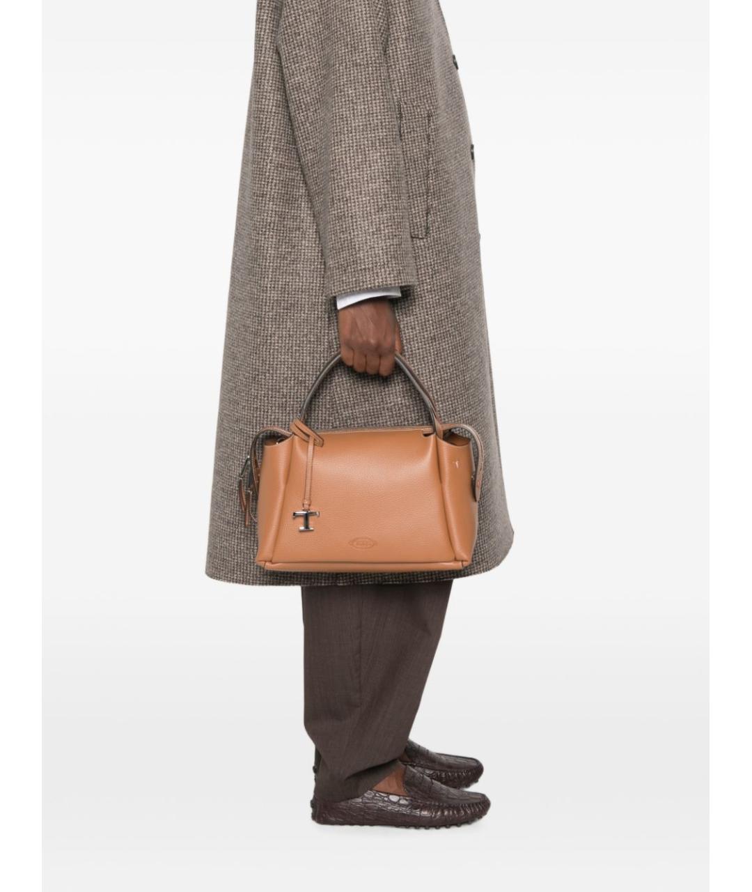 TOD'S Коричневая кожаная сумка с короткими ручками, фото 4