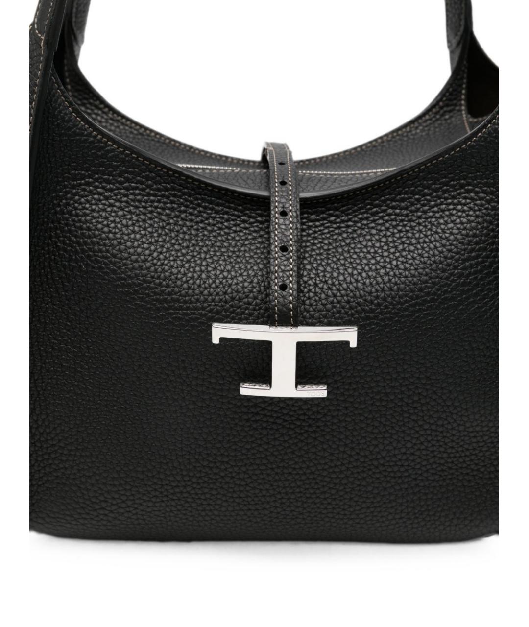 TOD'S Черная кожаная сумка тоут, фото 3