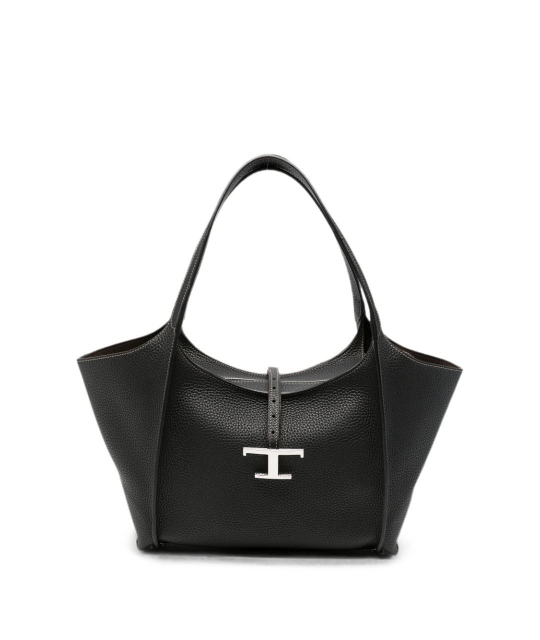 TOD'S Черная кожаная сумка тоут, фото 1