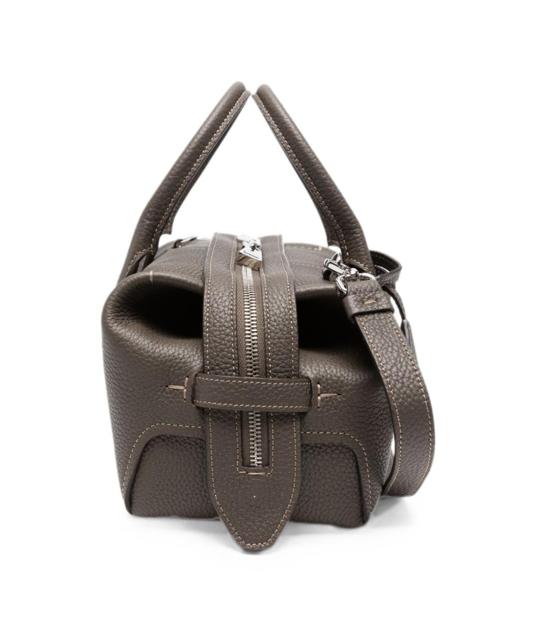 TOD'S Серая кожаная сумка с короткими ручками, фото 2