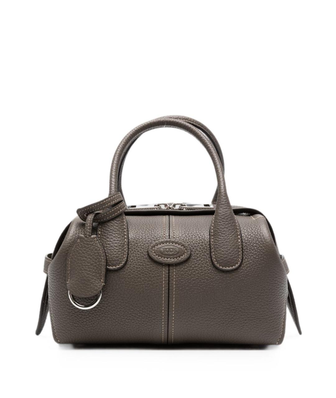 TOD'S Серая кожаная сумка с короткими ручками, фото 1