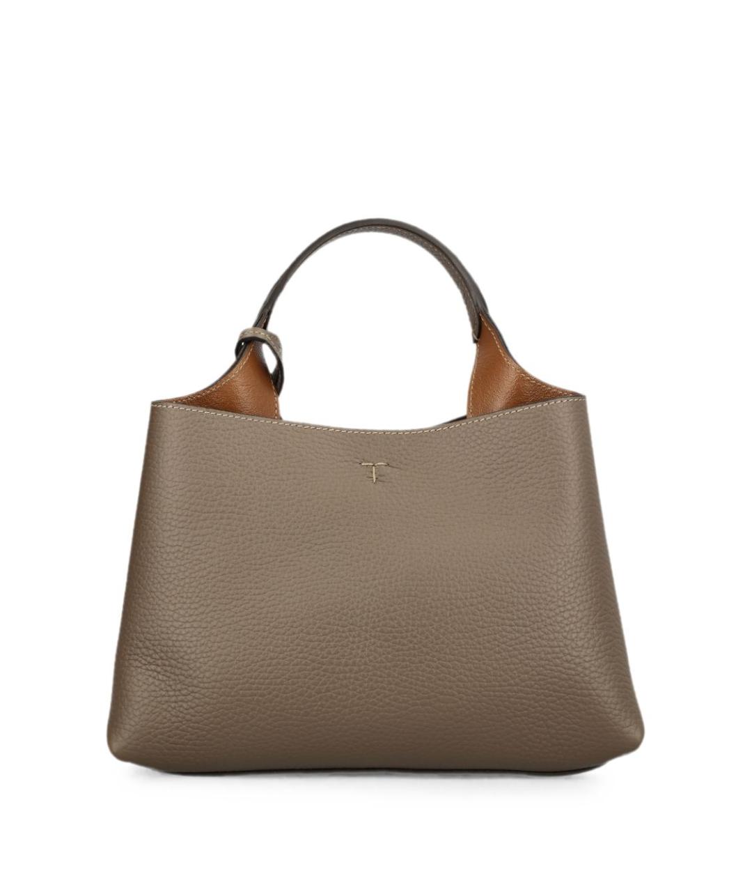 TOD'S Серая кожаная сумка тоут, фото 4