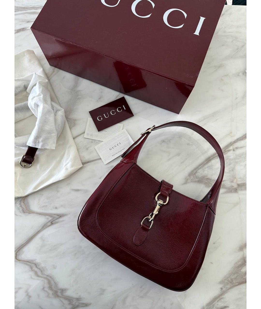 GUCCI Бордовая кожаная сумка тоут, фото 2