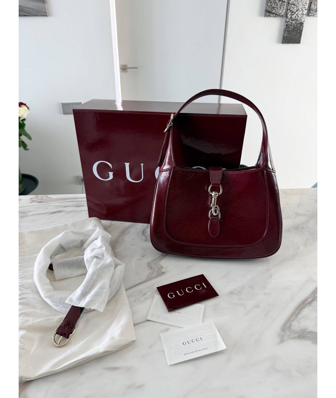 GUCCI Бордовая кожаная сумка тоут, фото 3