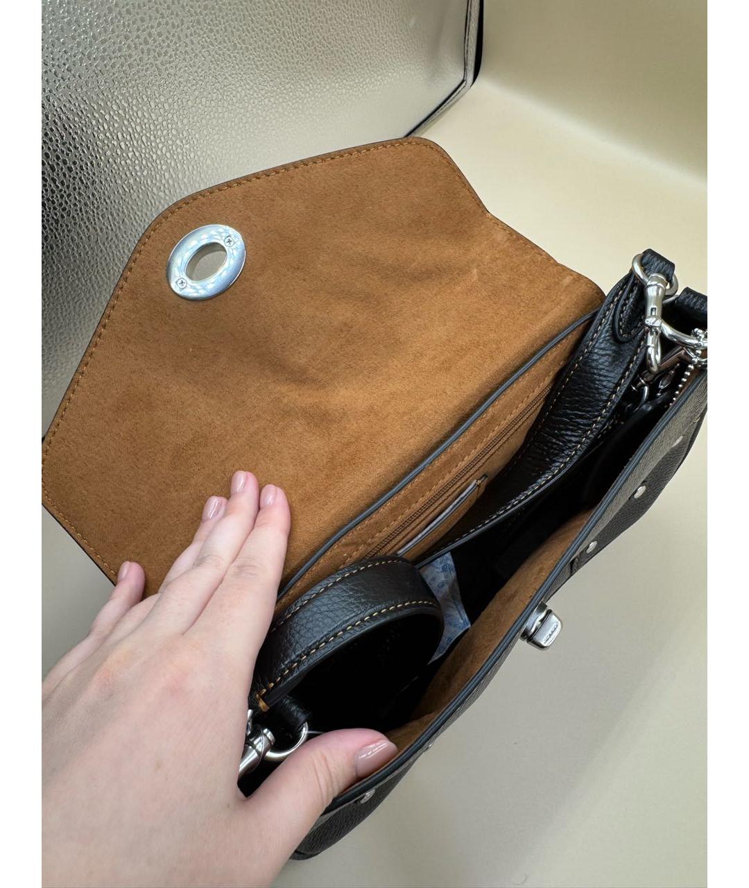 COACH Черная кожаная сумка через плечо, фото 5