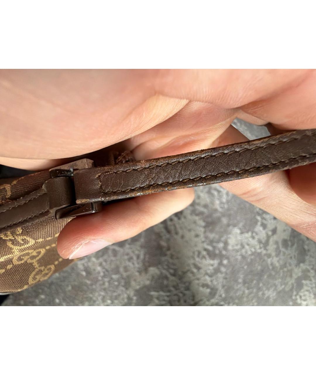 GUCCI Коричневая тканевая сумка с короткими ручками, фото 5