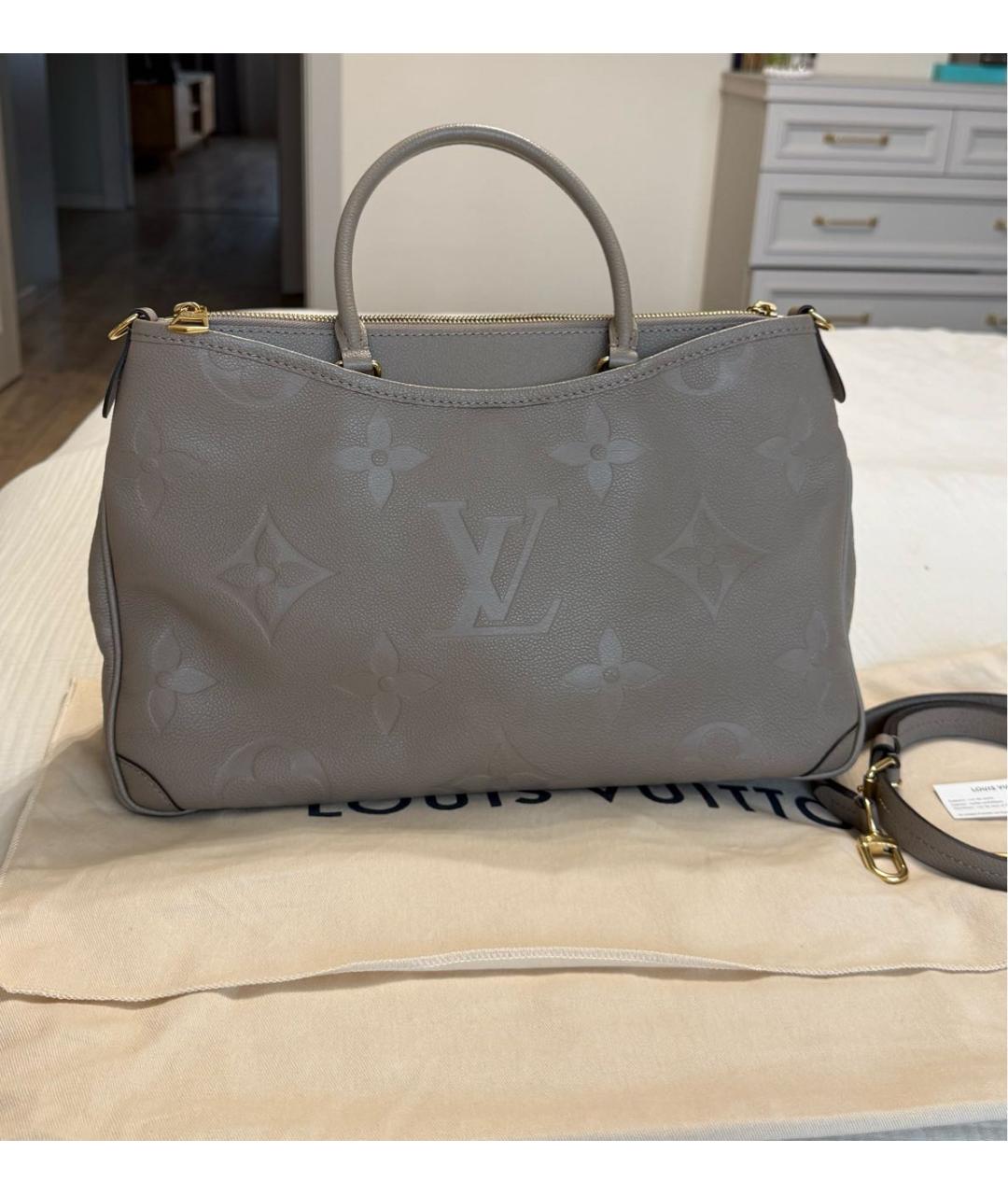 LOUIS VUITTON Бежевая кожаная сумка тоут, фото 3