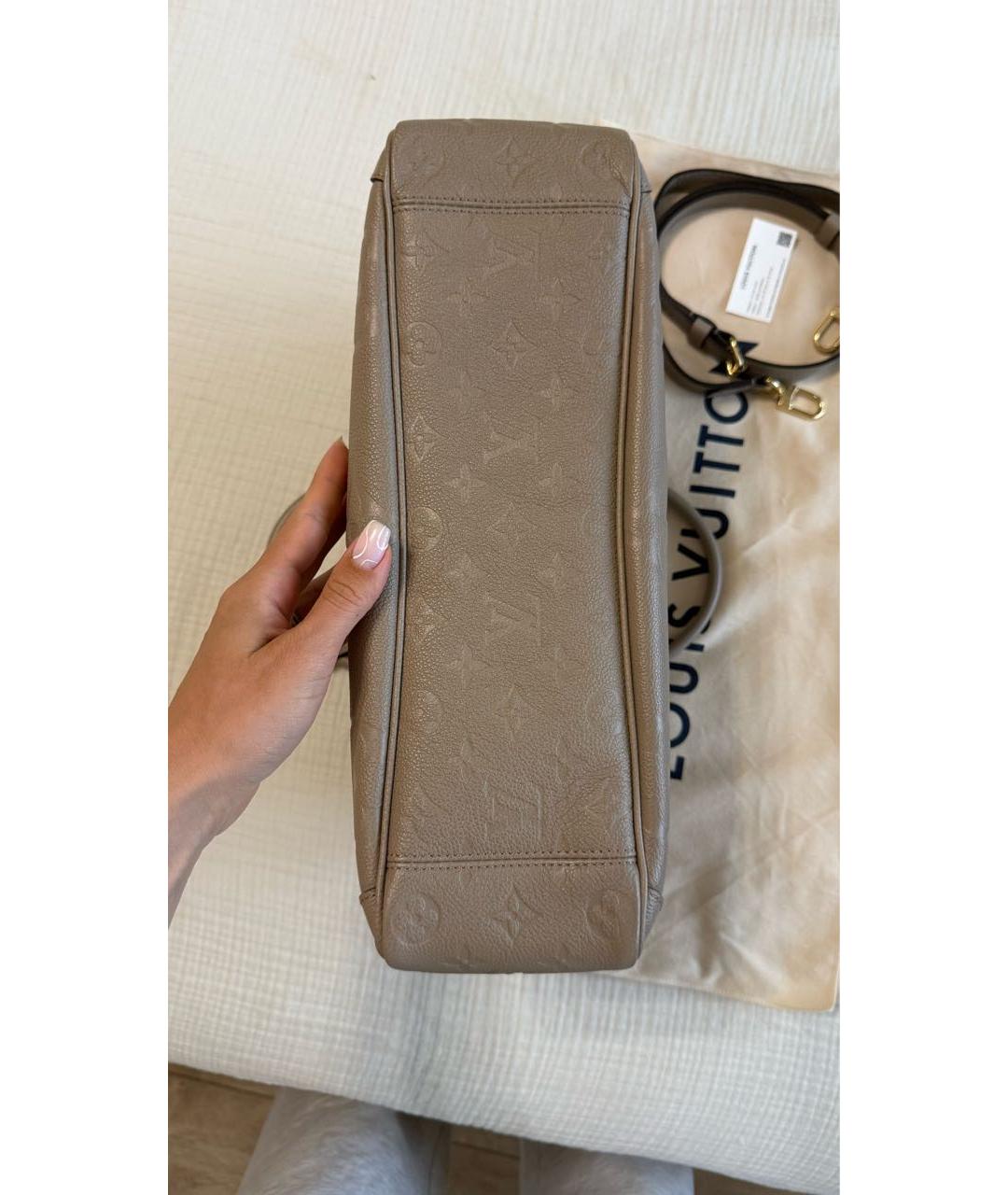 LOUIS VUITTON Бежевая кожаная сумка тоут, фото 7