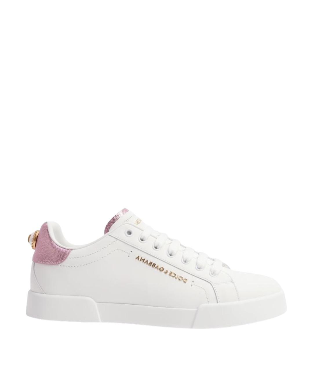 DOLCE&GABBANA Белые кожаные кеды, фото 1