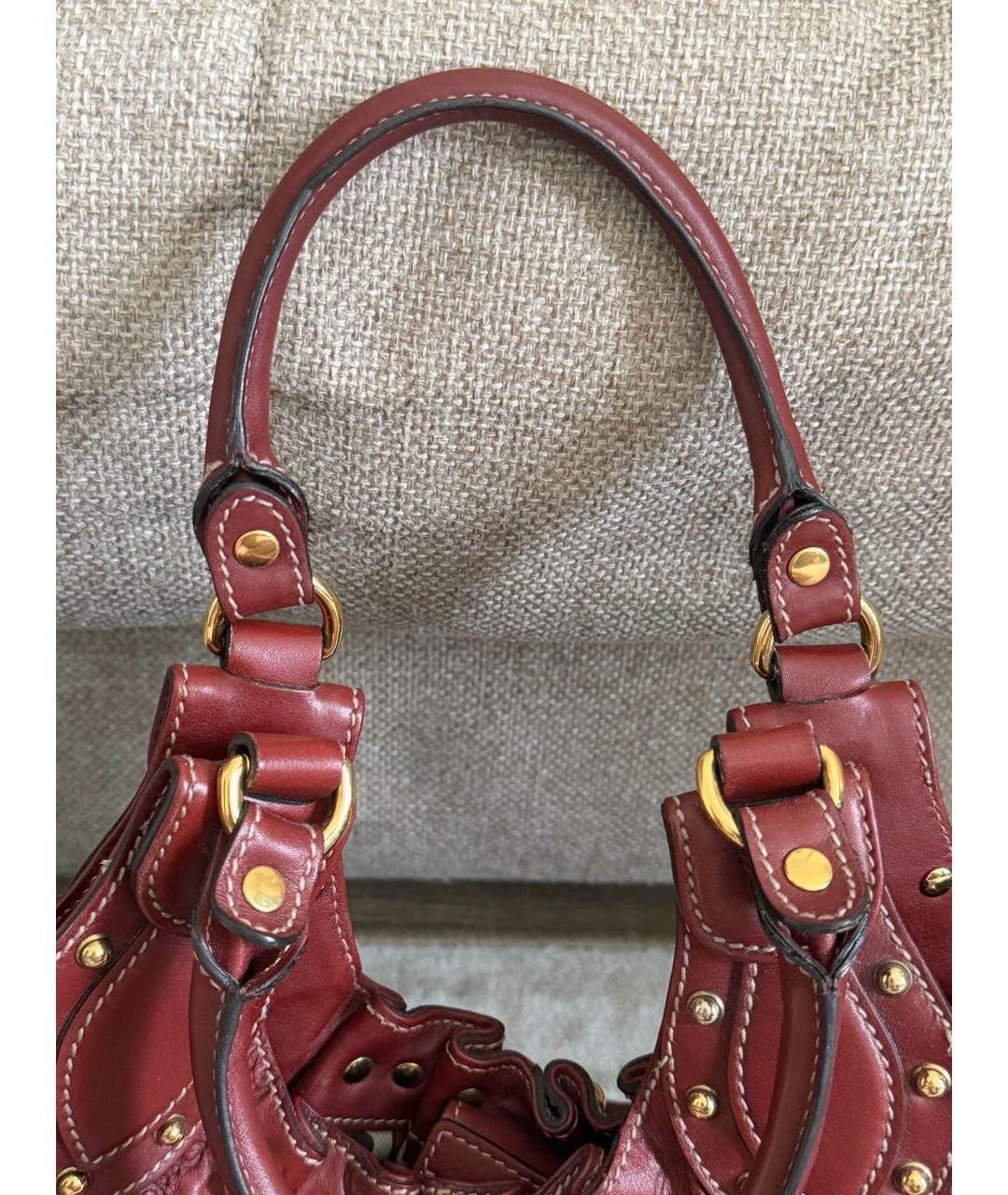GUCCI Бордовая кожаная сумка с короткими ручками, фото 5