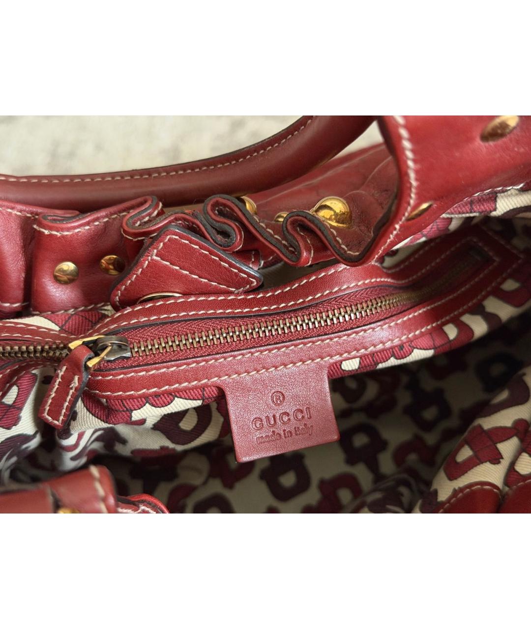 GUCCI Бордовая кожаная сумка с короткими ручками, фото 6
