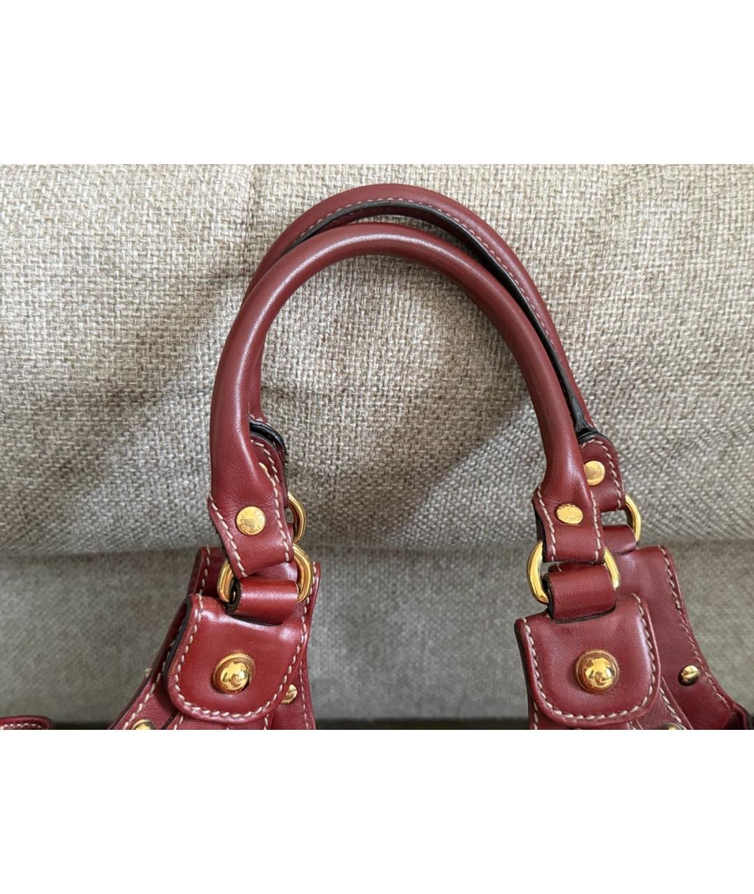 GUCCI Бордовая кожаная сумка с короткими ручками, фото 4