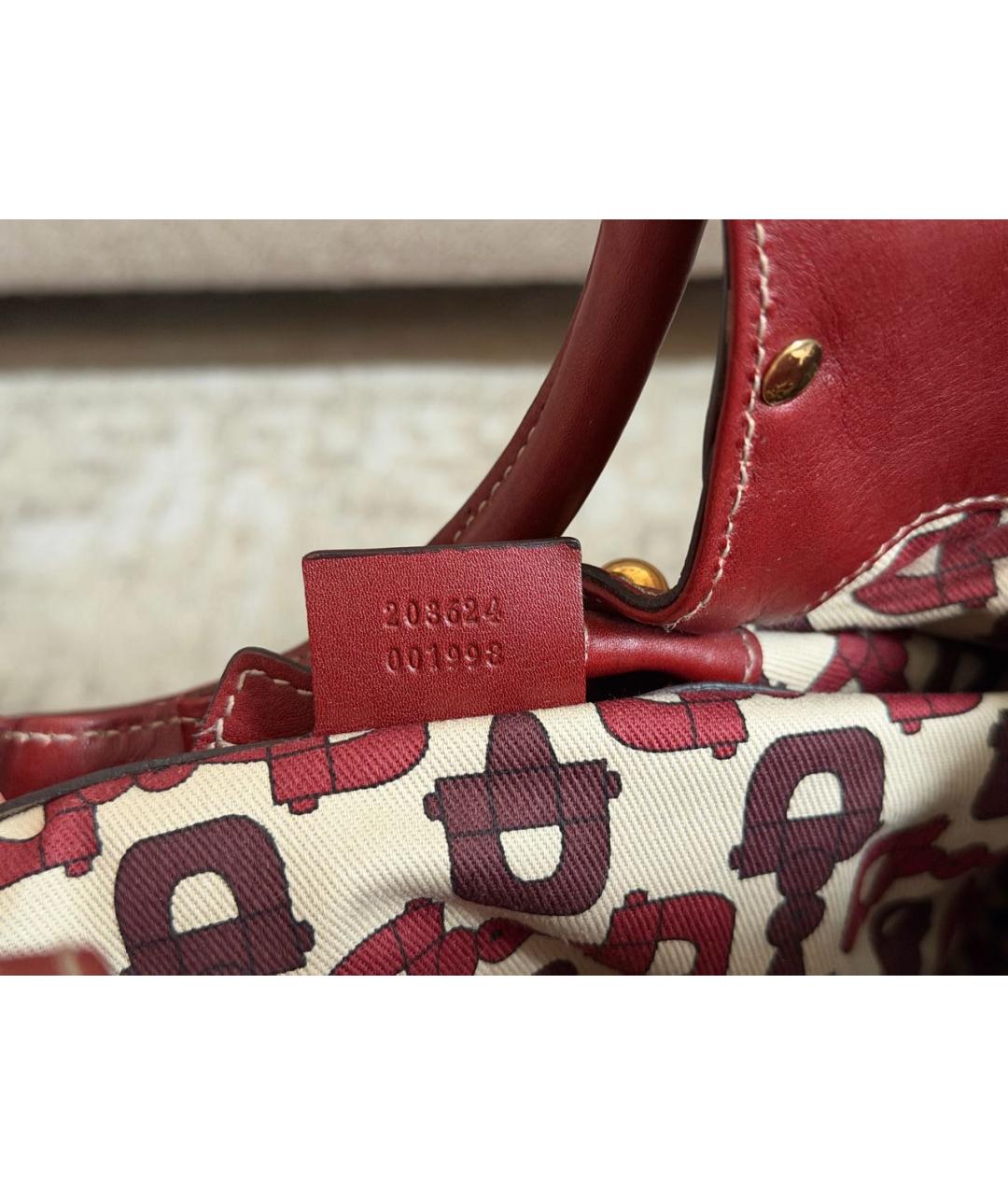GUCCI Бордовая кожаная сумка с короткими ручками, фото 7