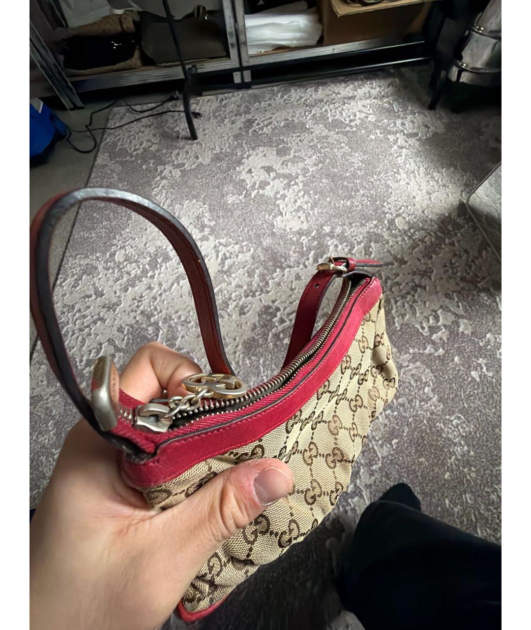 GUCCI Бежевая тканевая сумка через плечо, фото 4