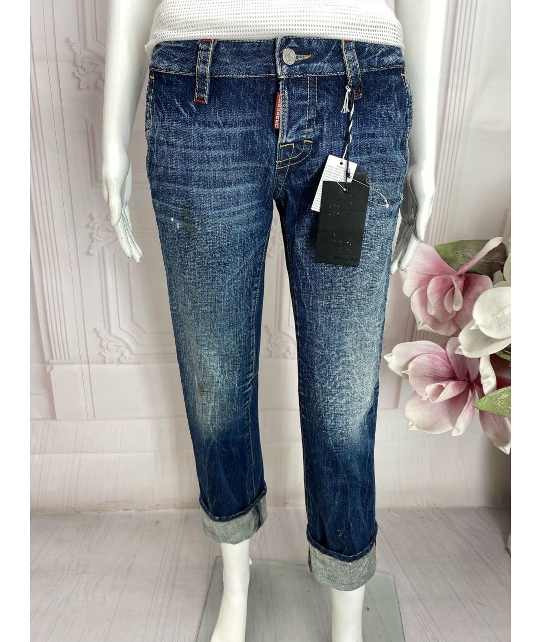 DSQUARED2 Синие хлопковые прямые джинсы, фото 5