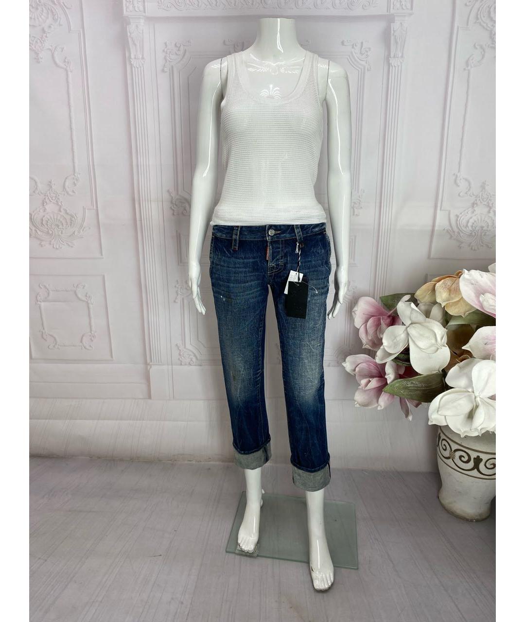 DSQUARED2 Синие хлопковые прямые джинсы, фото 8